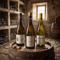 Pack de trois bouteilles de vin blanc chardonnay Anne de joyeuse Vendéole sieur d arques.