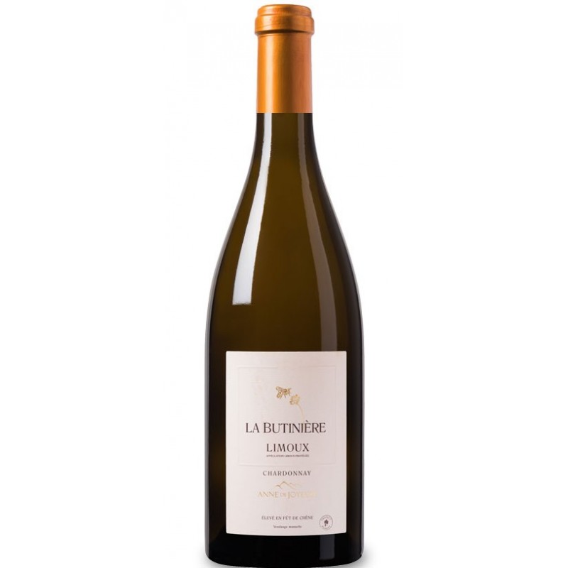 Bouteille de vin blanc La butinière Anne de Joyeuse Fût de chêne Vin Occitanie Bouteille de vin blanc La butinière Anne de Joyeuse Fût de chêne Vin Occitanie