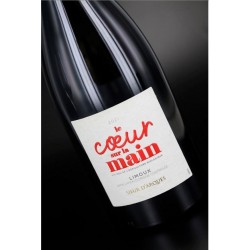 Bouteille de vin rouge le CŒUR SUR LA MAIN.