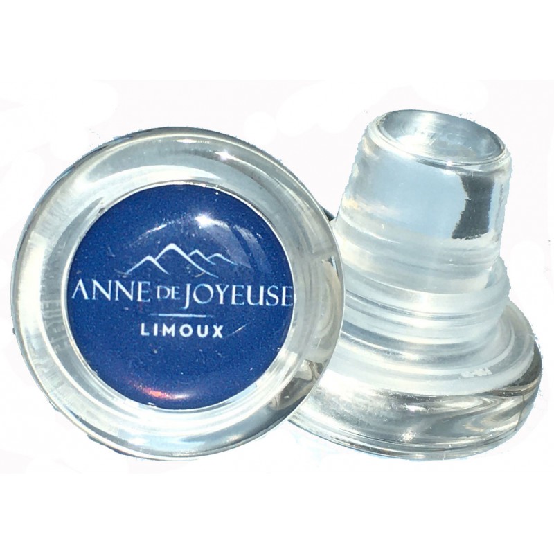 Bouchon en verre Vino-Lok fermant une bouteille de vin blanc / Détail du joint silicone du bouchon en verre réutilisable