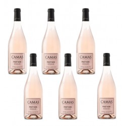 Six bouteilles de vin rosé Camas Pinot Vin Occitanie.