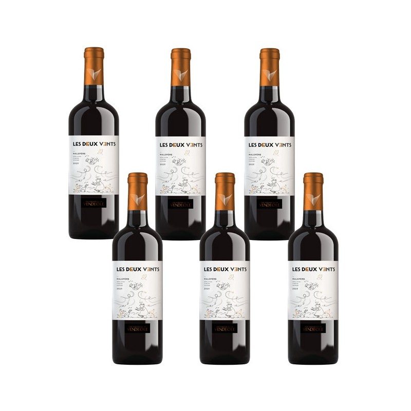 Bouteille de vin rouge Les Deux Vents Biologique Malepère Bouteille de vin rouge Les Deux Vents Biologique Malepère