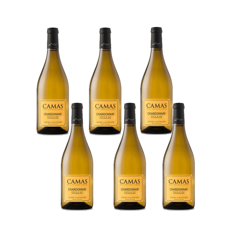 Bouteille de vin Chardonnay Camas-Anne de Joyeuse. Bouteille de vin Chardonnay Camas-Anne de Joyeuse.