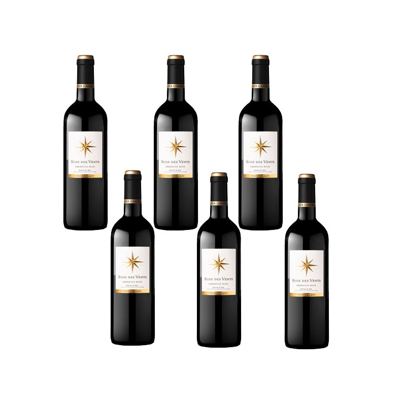 Bouteille rose des vents grenache noir rouge Sieur d'Arques Bouteille rose des vents grenache noir rouge Sieur d'Arques