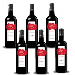 Six bouteilles de vin rouge Coquelicot Anne de joyeuse.
