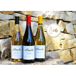 trois bouteilles de vin rouge, blanc, rose l'Oracle